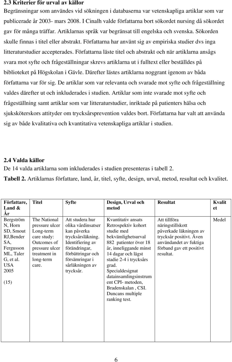 Författarna har använt sig av empiriska studier dvs inga litteraturstudier accepterades.