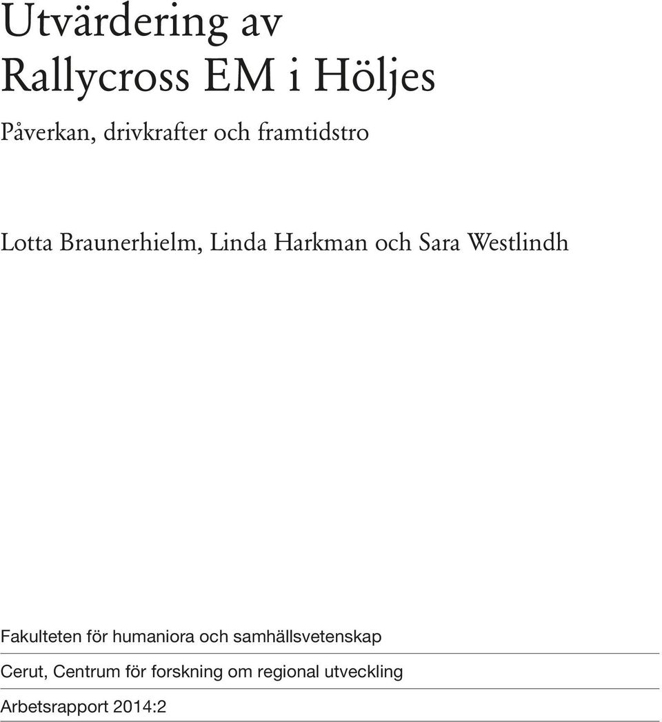 Westlindh Fakulteten för humaniora och samhällsvetenskap
