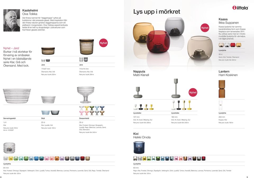 Oiva Toikkas experimentlusta ledde till en helt ny droppdesign i ytstrukturen som framhäver glasets skönhet.