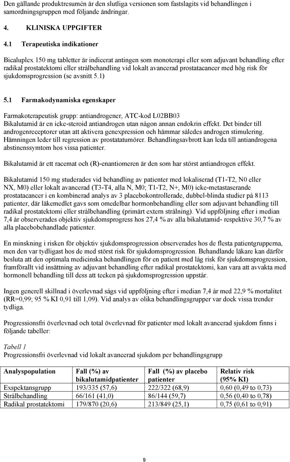 prostatacancer med hög risk för sjukdomsprogression (se avsnitt 5.1) 5.