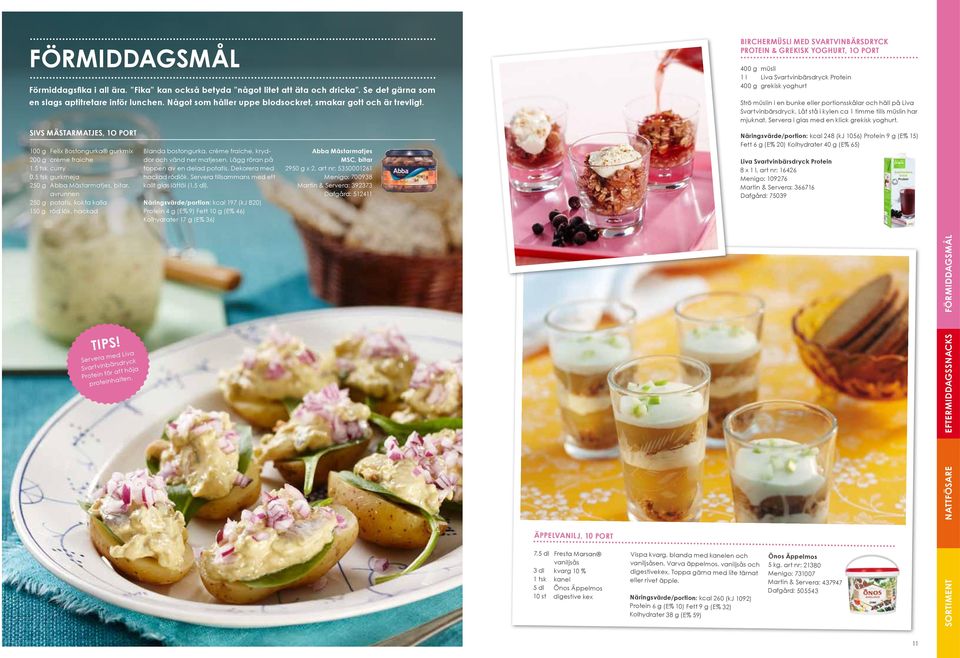 Sivs mästarmatjes, 1O port 100 g Felix Bostongurka gurkmix 200 g crème fraiche 1,5 tsk curry 0,5 tsk gurkmeja 250 g Abba Mästarmatjes, bitar, avrunnen 250 g potatis, kokta kalla 150 g röd lök, hackad
