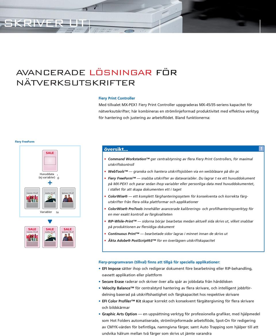 Bland funktionerna: Fiery Fiery FreeForm SALE Cosmetics 15% off SALE Huvuddata Master data (ej (non-variable) variabler) + Cosmetics 15% off Jewellery 5% off Sportswear 10% off Variabler data SALE