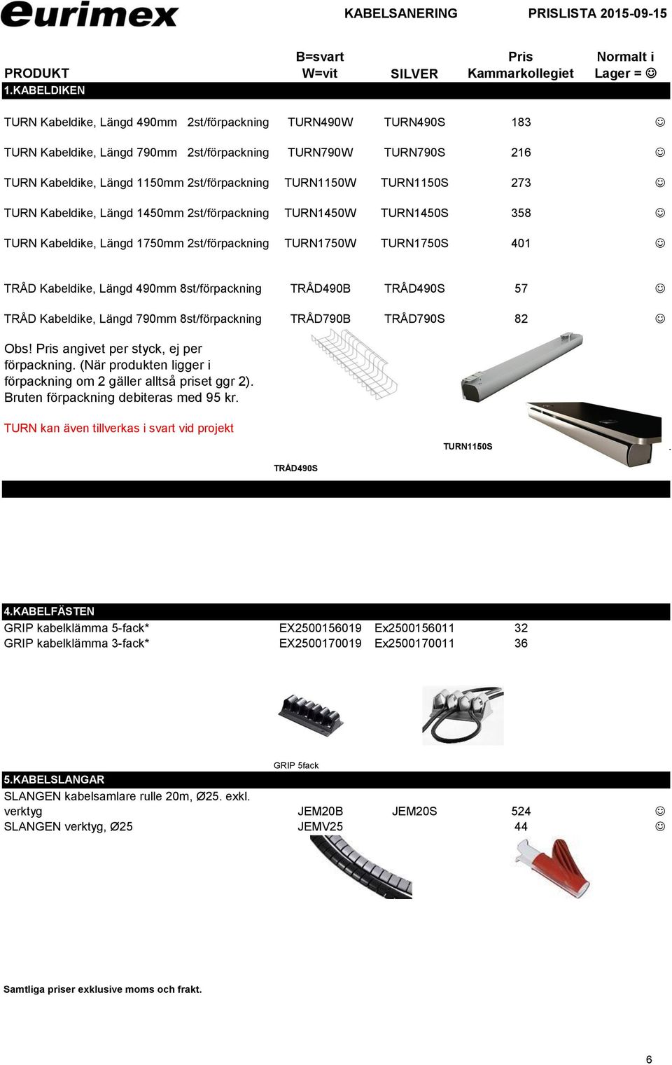 216 J TURN Kabeldike, Längd 1150mm 2st/förpackning TURN1150W TURN1150S 273 J TURN Kabeldike, Längd 1450mm 2st/förpackning TURN1450W TURN1450S 358 J TURN Kabeldike, Längd 1750mm 2st/förpackning