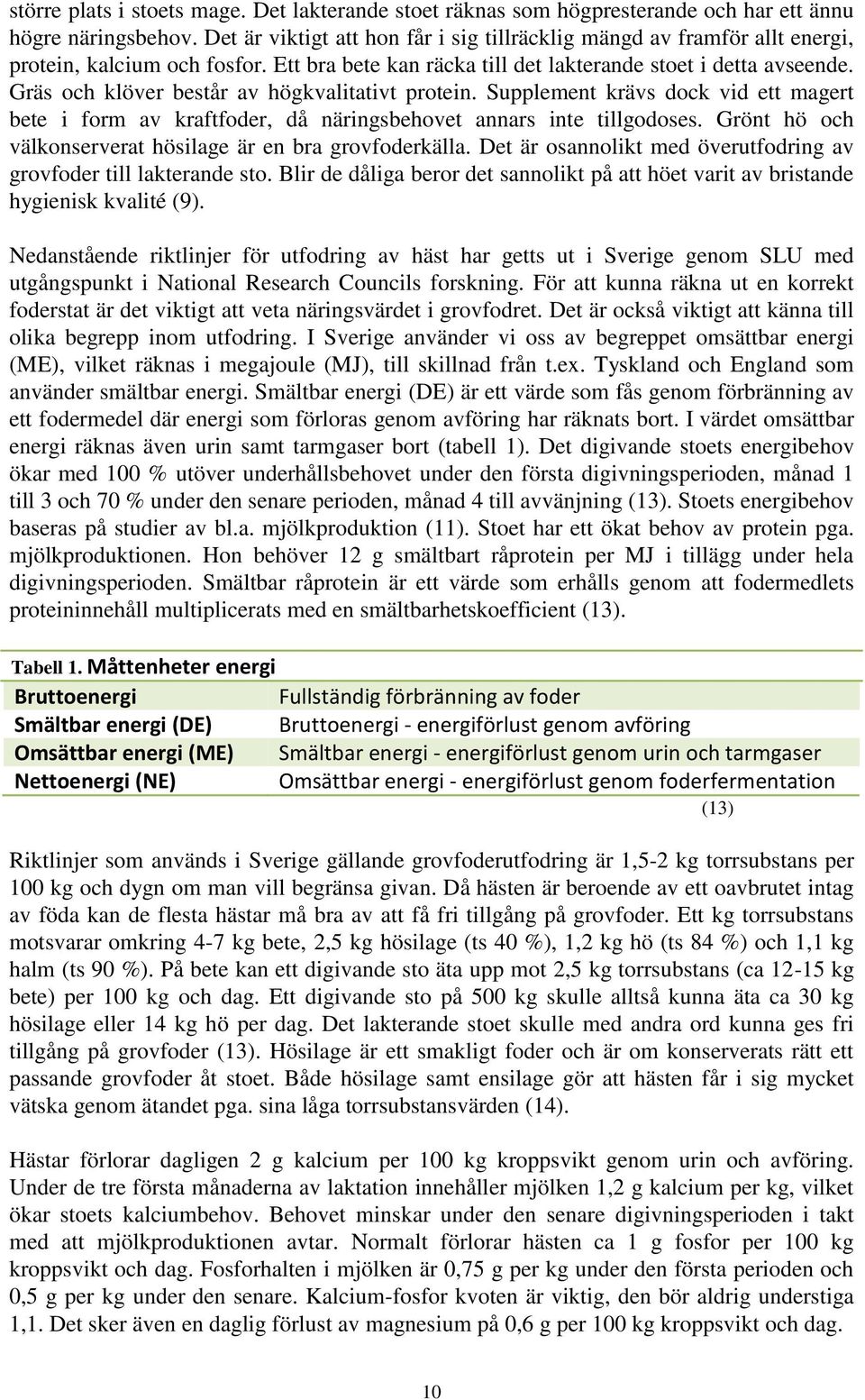 Gräs och klöver består av högkvalitativt protein. Supplement krävs dock vid ett magert bete i form av kraftfoder, då näringsbehovet annars inte tillgodoses.