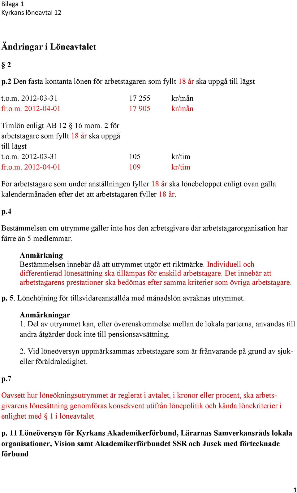 p.4 Bestämmelsen om utrymme gäller inte hos den arbetsgivare där arbetstagarorganisation har färre än 5 medlemmar. Bestämmelsen innebär då att utrymmet utgör ett riktmärke.