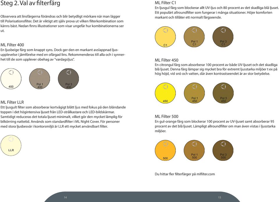 ML Filter C1 En ljusgul färg som blockerar allt UV-ljus och 80 procent av det skadliga blå ljuset. Ett populärt allroundfilter som fungerar i många situationer.