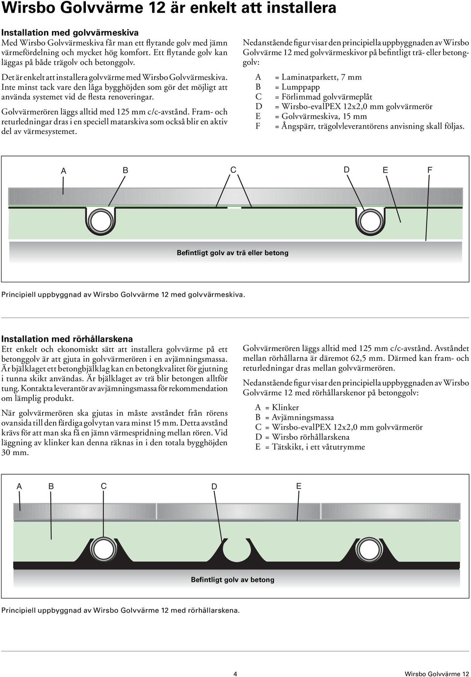 Inte minst tack vare den låga bygghöjden som gör det möjligt att använda systemet vid de flesta reno veringar. Golvvärmerören läggs alltid med 125 mm c/c-avstånd.