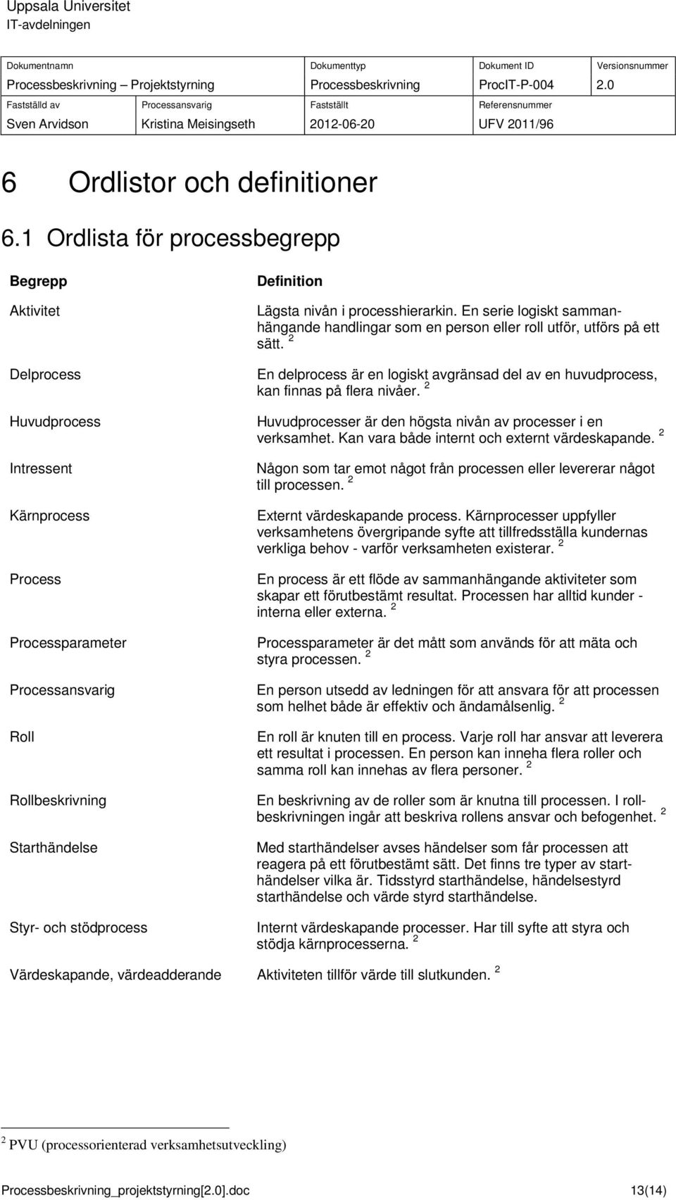 Definition Lägsta nivån i processhierarkin. En serie logiskt sammanhängande handlingar som en person eller roll utför, utförs på ett sätt.