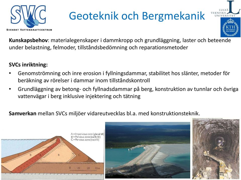 metoder för beräkning av rörelser i dammar inom tillståndskontroll Grundläggning av betong och fyllnadsdammar på berg, konstruktion av