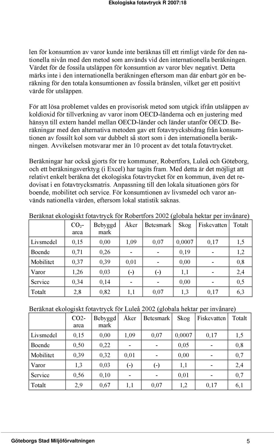 Detta märks inte i den internationella beräkningen eftersom man där enbart gör en beräkning för den totala konsumtionen av fossila bränslen, vilket ger ett positivt värde för utsläppen.