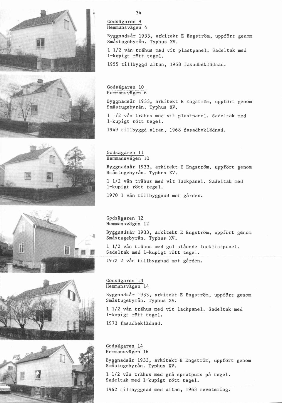 Godsägaren 11 Hemmansvägen 10 1 112 vån trahus med vit lackpanel. Sadeltak med 1970 1 vån tillbyggnad mot gården.