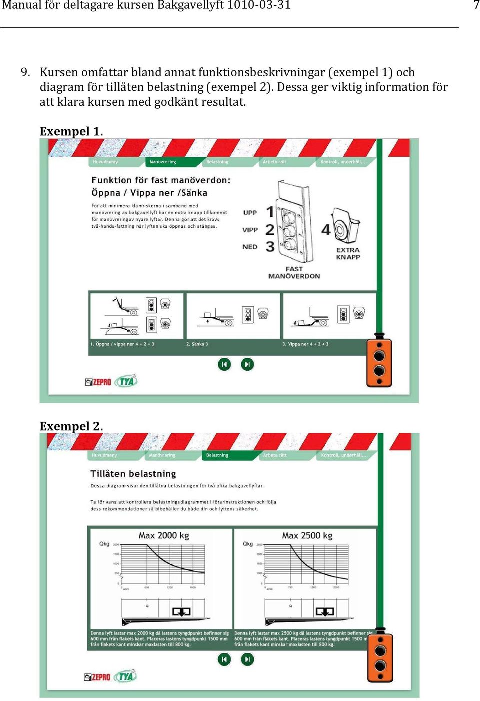 och diagram för tillåten belastning (exempel 2).