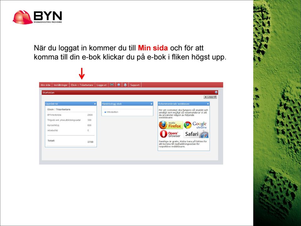 komma till din e-bok klickar