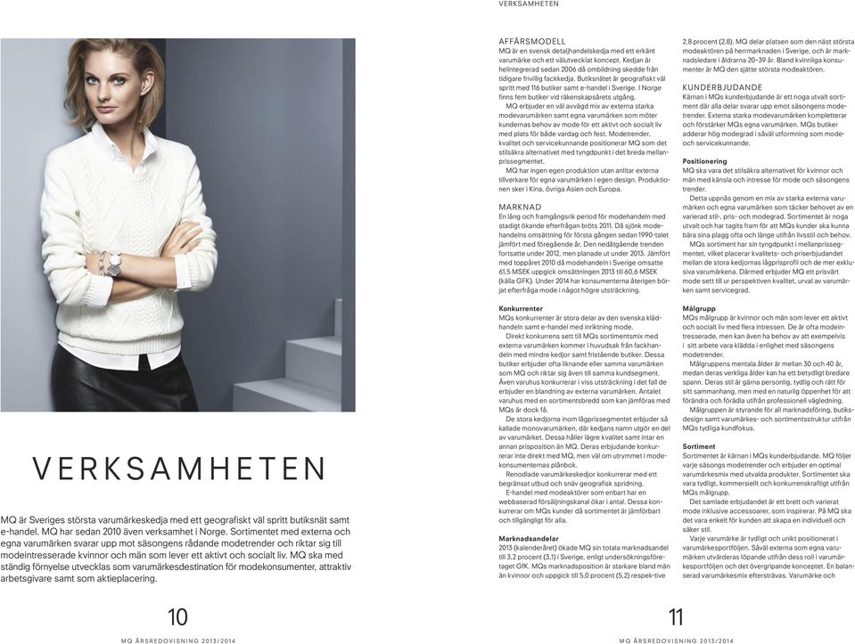MQ ska med ständig förnyelse utvecklas som varumärkesdestination för modekonsumenter, attraktiv arbetsgivare samt som aktieplacering.