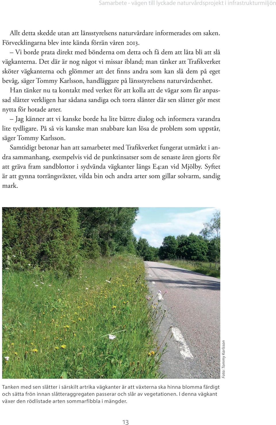 Det där är nog något vi missar ibland; man tänker att Trafikverket sköter vägkanterna och glömmer att det finns andra som kan slå dem på eget bevåg, säger Tommy Karlsson, handläggare på