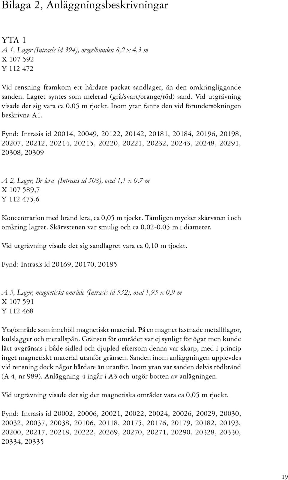Fynd: Intrasis id 20014, 20049, 20122, 20142, 20181, 20184, 20196, 20198, 20207, 20212, 20214, 20215, 20220, 20221, 20232, 20243, 20248, 20291, 20308, 20309 A 2, Lager, Br (Intrasis id 508), oval 1,1