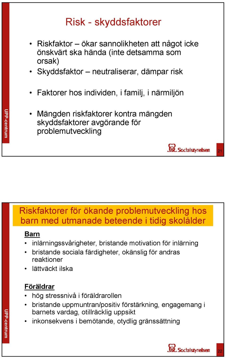 beteende i tidig skolålder Barn inlärningssvårigheter, bristande motivation för inlärning bristande sociala färdigheter, okänslig för andras reaktioner lättväckt ilska