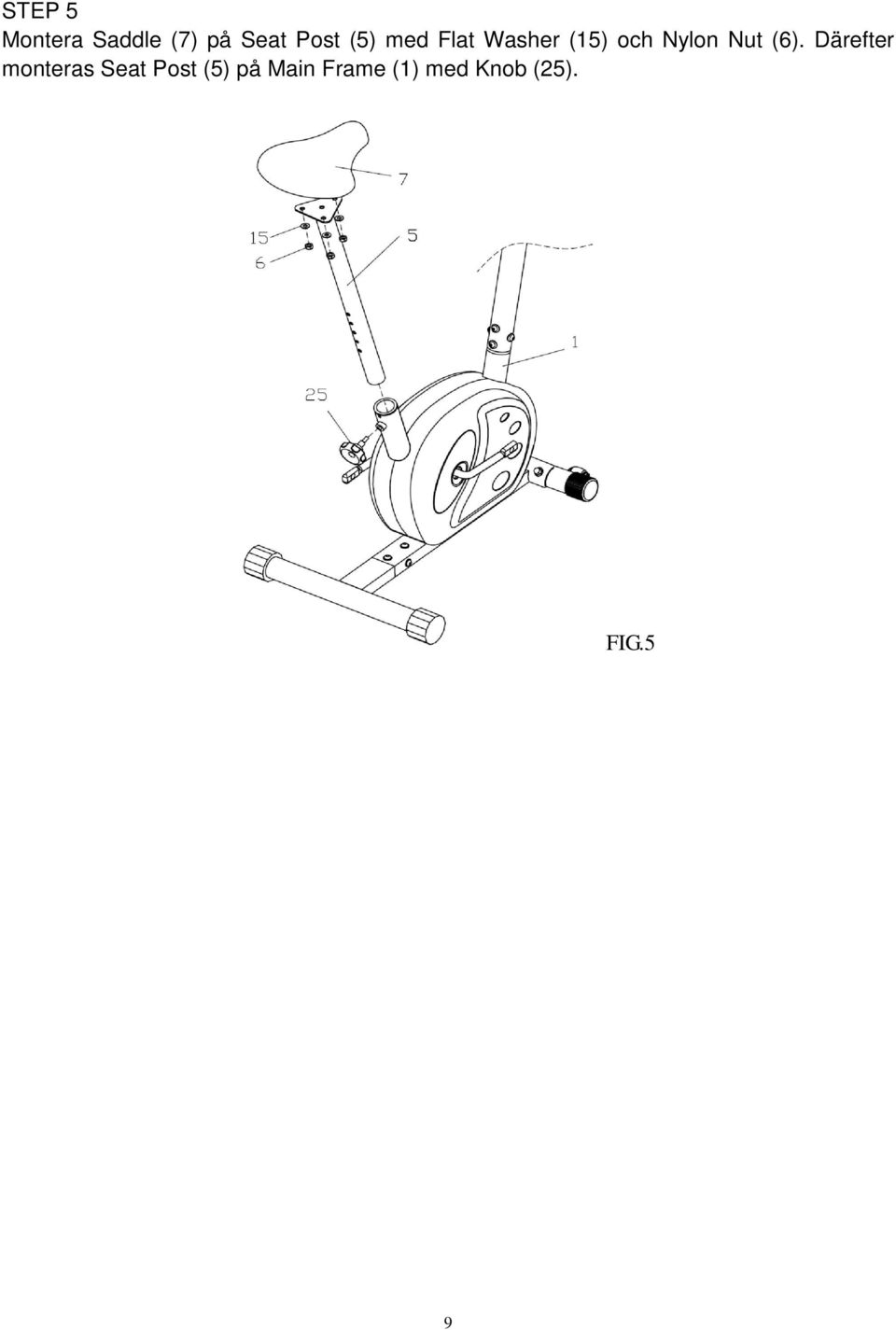 (6). Därefter monteras Seat Post (5)