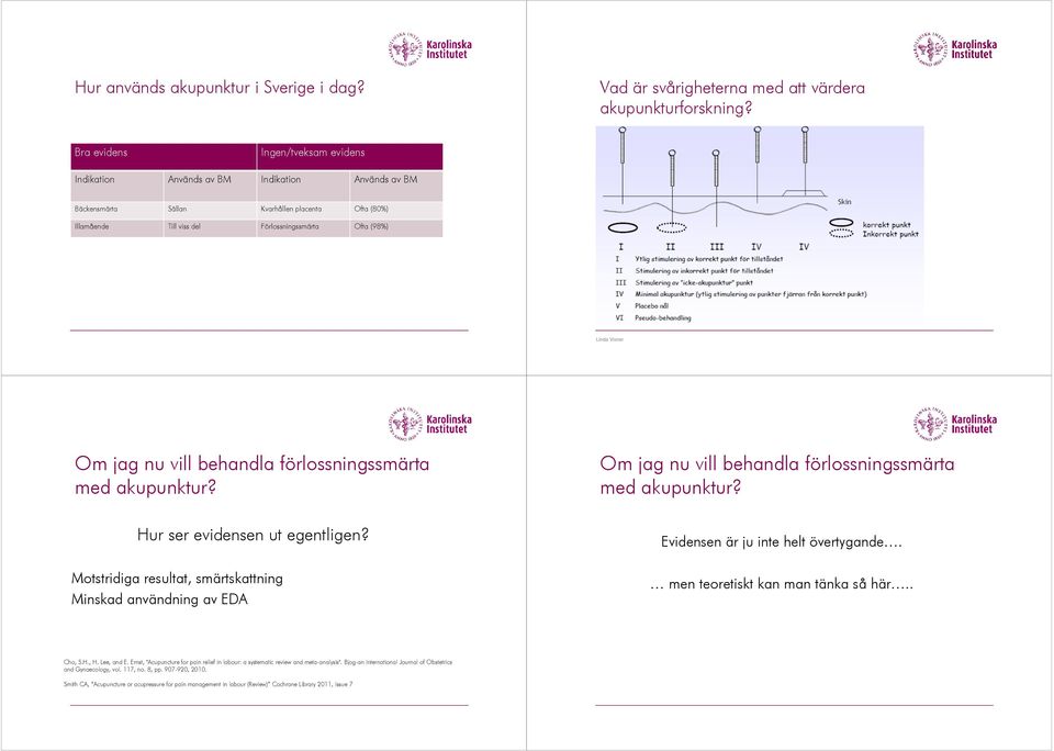 Vixner Om jag nu vill behandla förlossningssmärta med akupunktur? Hur ser evidensen ut egentligen?