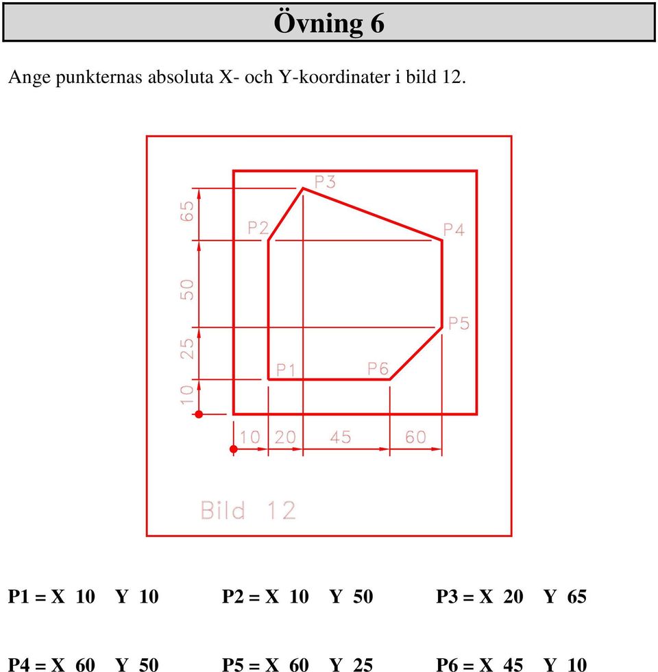 P1 = X 10 Y 10 P2 = X 10 Y 50 P3 = X