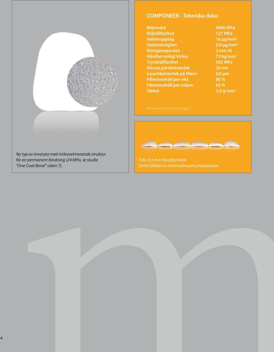 per vikt 80 % Fillerinnehåll per volym 65 % Täthet 2,0 g/mm 3 (Referens: interna mätningar) Ny typ av inneryta med mikroretinerande struktur