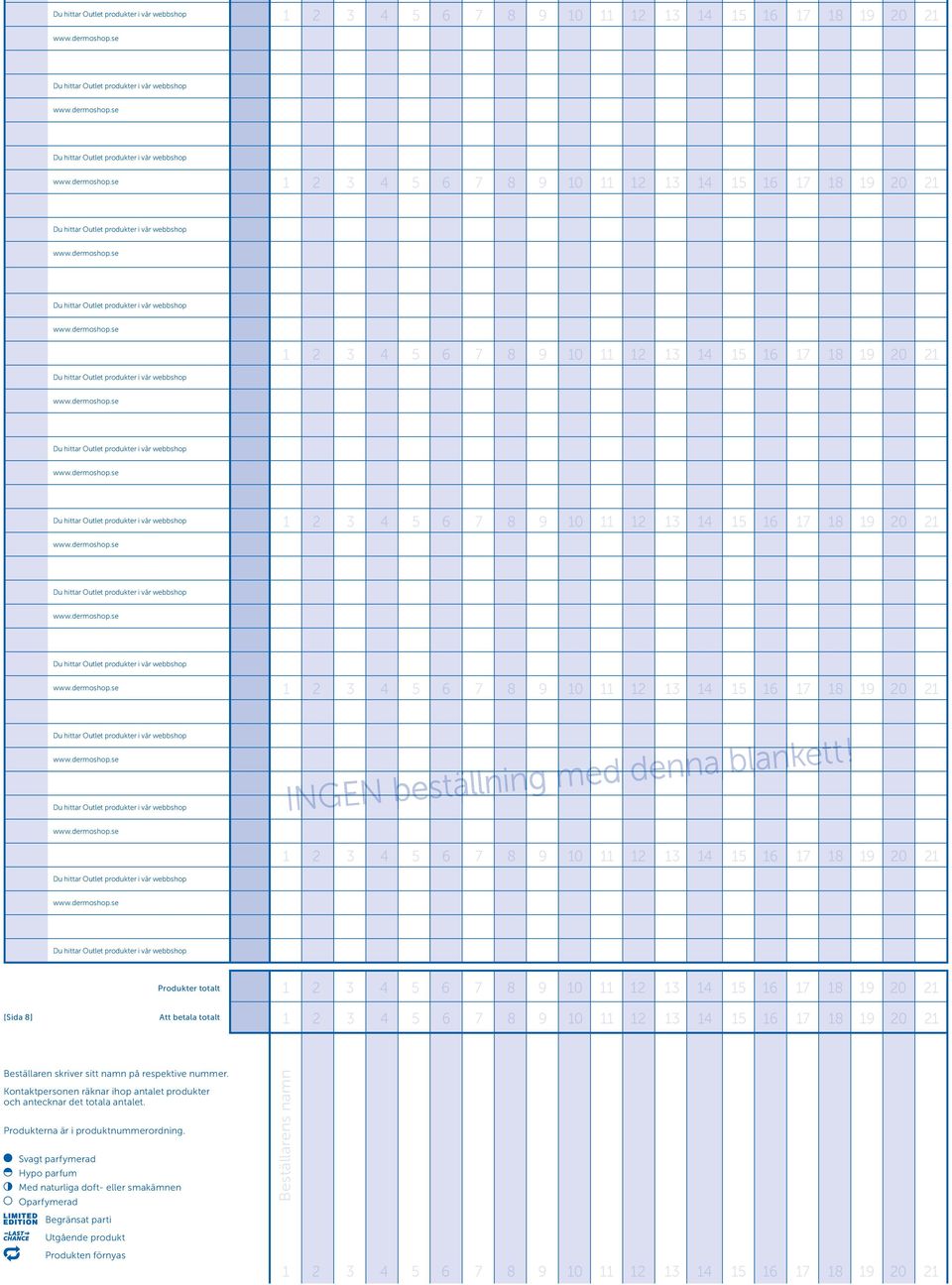 Kontaktpersonen räknar ihop antalet produkter och antecknar det totala antalet.
