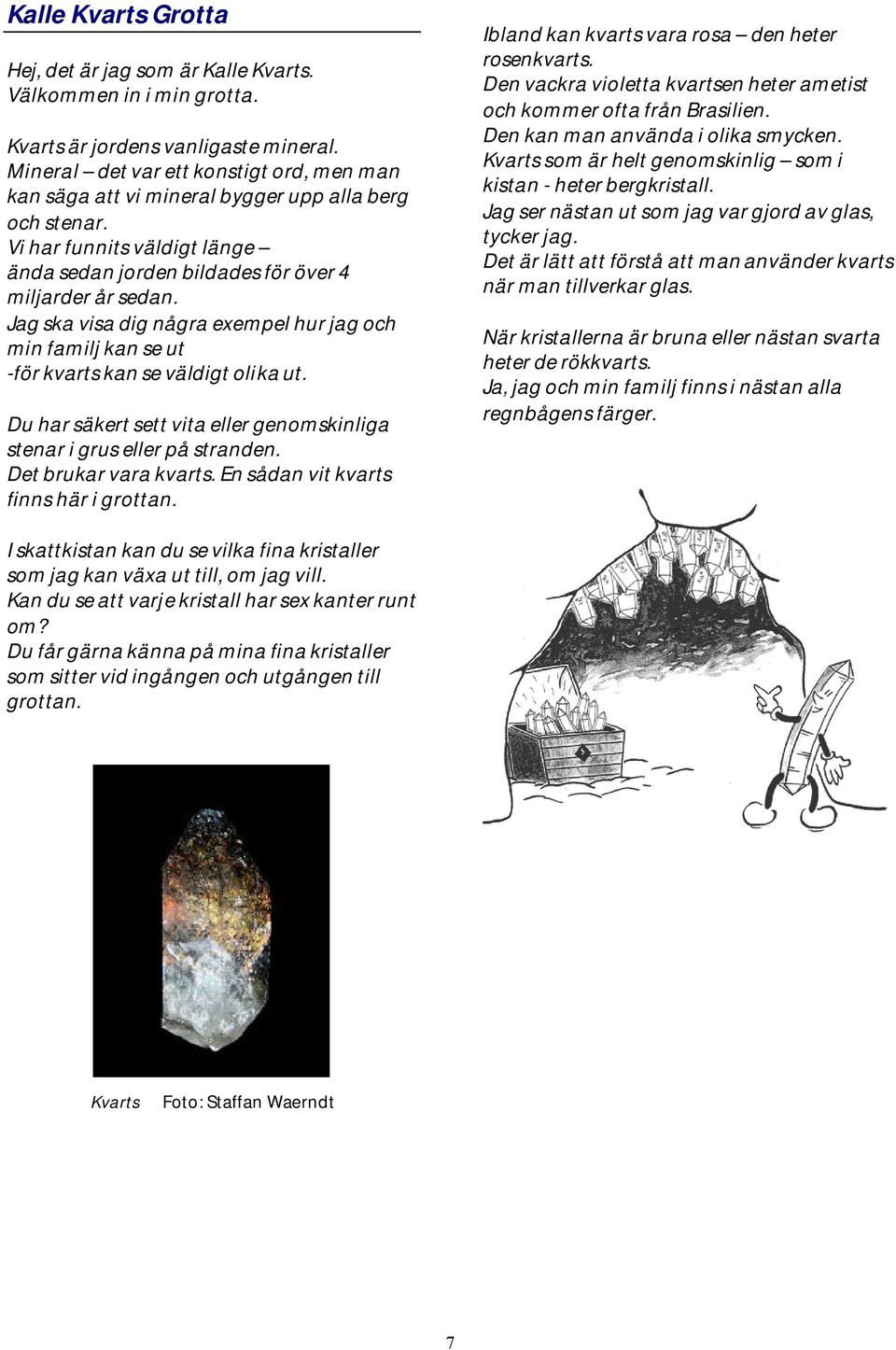 Jag ska visa dig några exempel hur jag och min familj kan se ut -för kvarts kan se väldigt olika ut. Du har säkert sett vita eller genomskinliga stenar i grus eller på stranden.