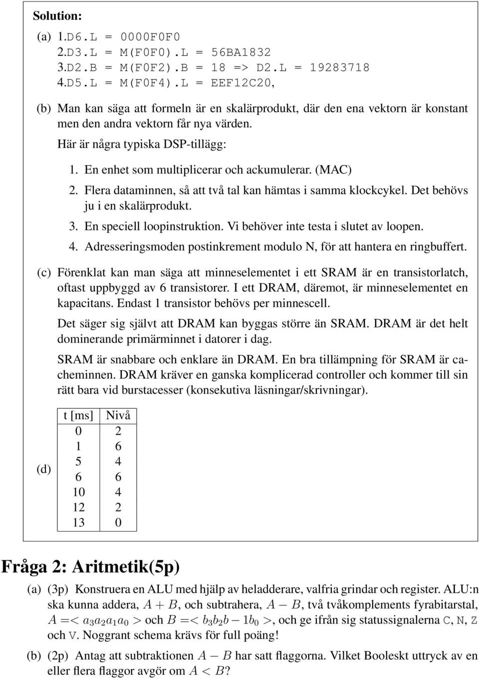 En enhet som multiplicerar och ackumulerar. (MAC) 2. Flera dataminnen, så att två tal kan hämtas i samma klockcykel. Det behövs ju i en skalärprodukt. 3. En speciell loopinstruktion.