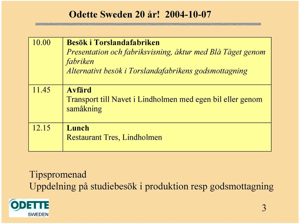 fabriken Alternativt besök i Torslandafabrikens godsmottagning 11.