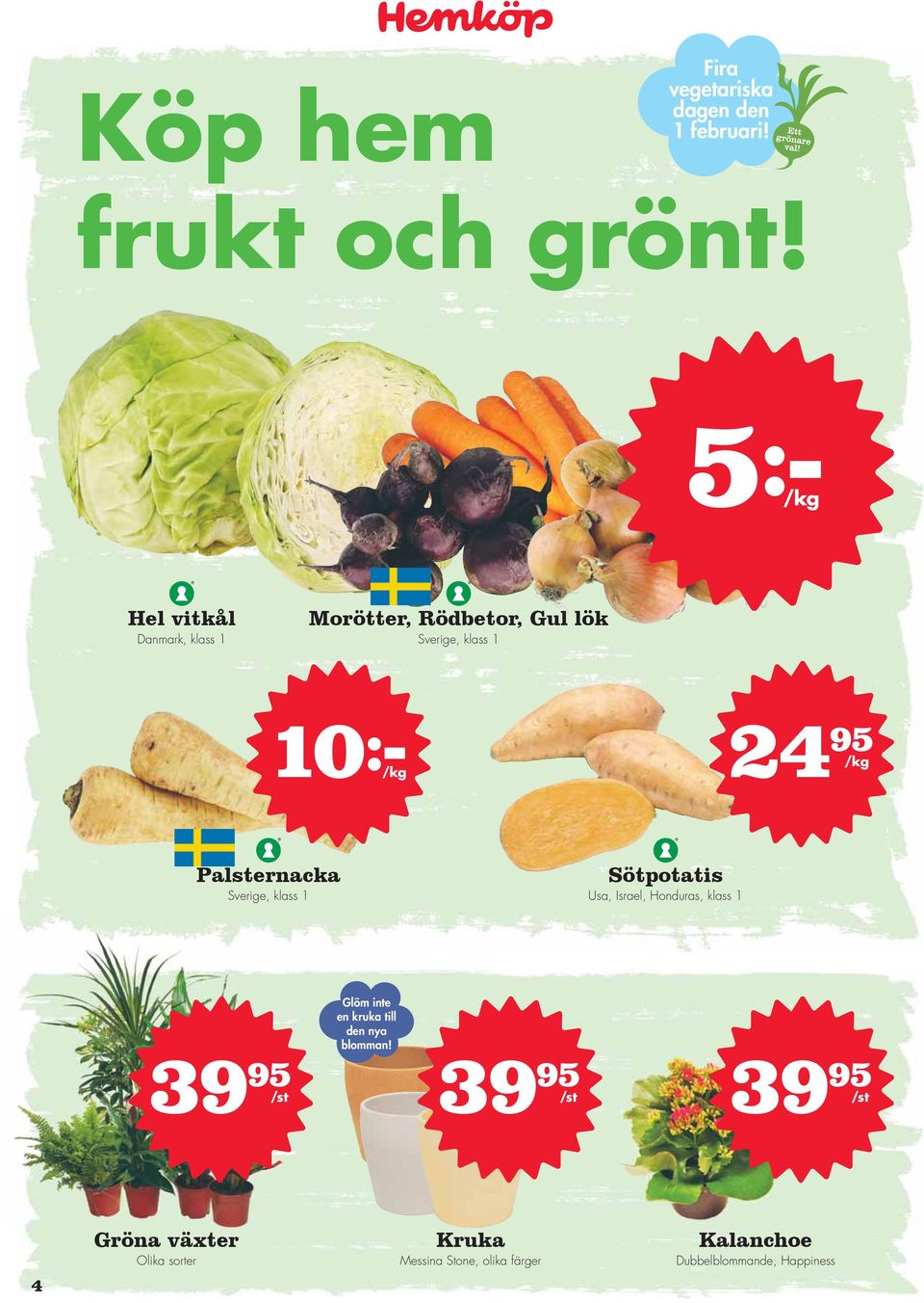 Palsternacka Sverige, klass 1 Sötpotatis Usa, Israel, Honduras, klass 1 Glöm inte en kruka