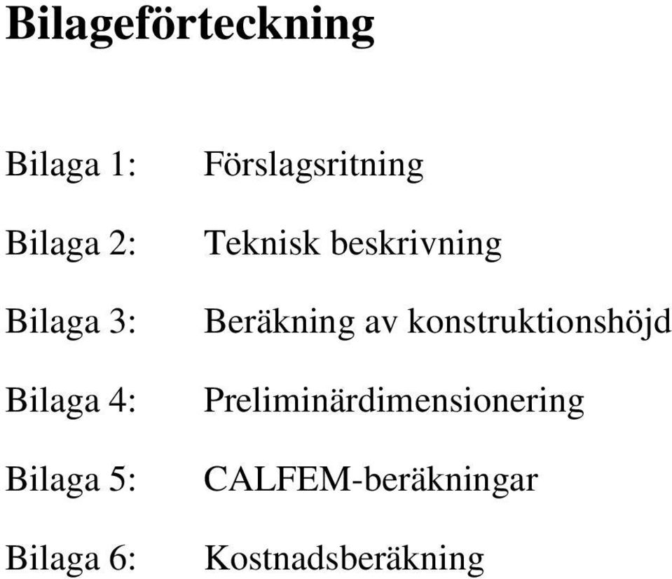 Teknisk beskrivning Beräkning av konstruktionshöjd