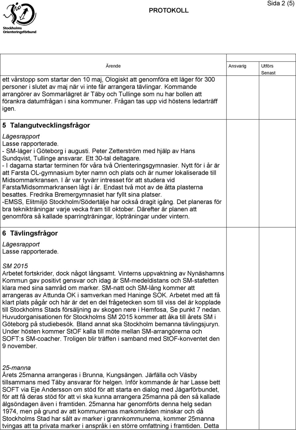 5 Talangutvecklingsfrågor - SM-läger i Göteborg i augusti. Peter Zetterström med hjälp av Hans Sundqvist, Tullinge ansvarar. Ett 30-tal deltagare.