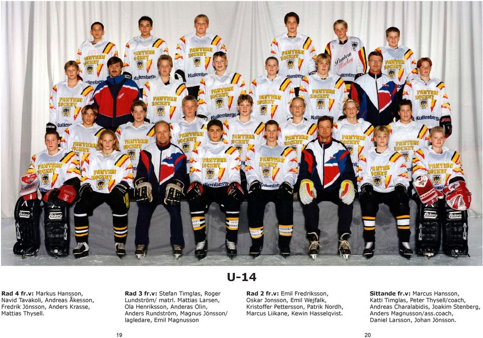 Mattias Larsen, Ola Henriksson, Anderas Olin, Anders Rundström, Magnus Jönsson/ lagledare, Emil Magnusson Rad 2 fr.