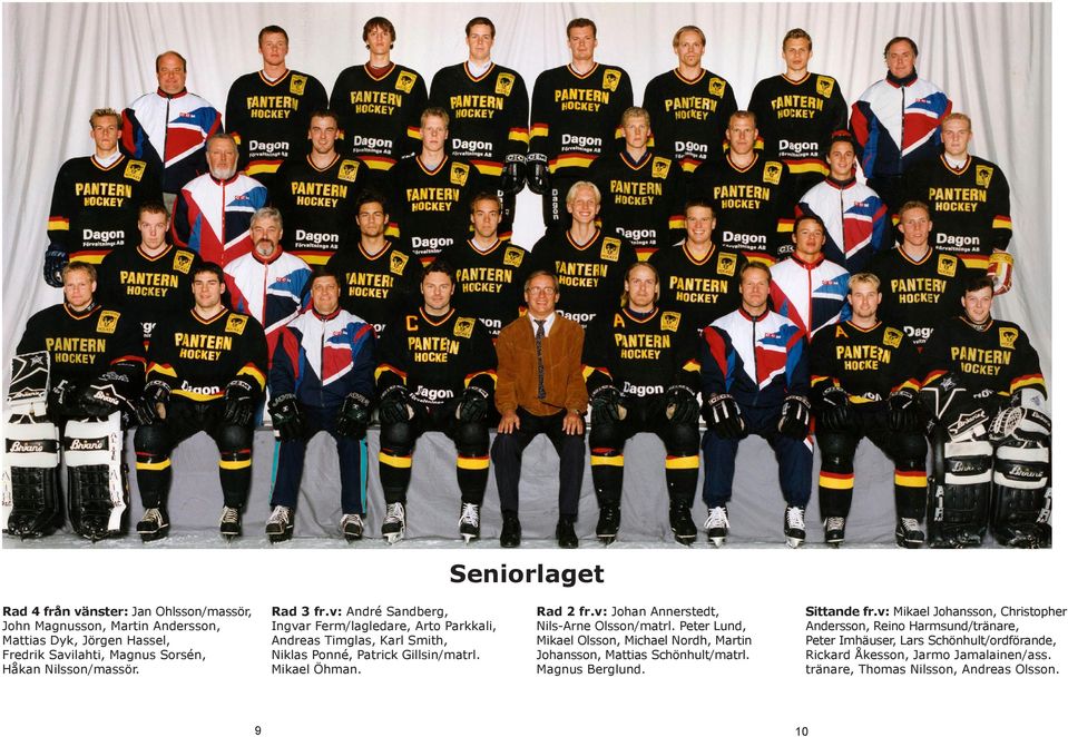 v: Johan Annerstedt, Nils-Arne Olsson/matrl. Peter Lund, Mikael Olsson, Michael Nordh, Martin Johansson, Mattias Schönhult/matrl. Magnus Berglund. Sittande fr.