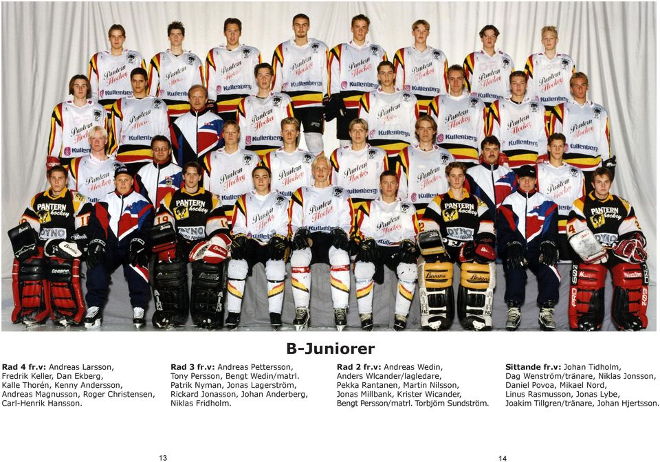 v: Andreas Wedin, Anders Wlcander/lagledare, Pekka Rantanen, Martin Nilsson, Jonas Millbank, Krister Wicander, Bengt Persson/matrl. Torbjörn Sundström.