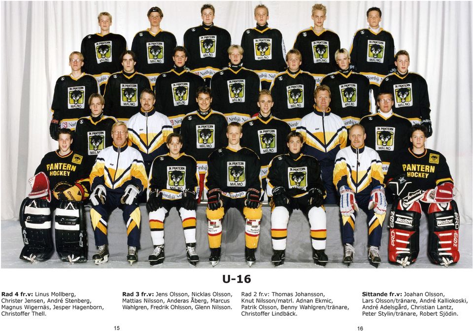 Rad 2 fr.v: Thomas Johansson, Knut Nilsson/matrl. Adnan Ekmic, Patrik Olsson, Benny Wahlgren/tränare, Christoffer Lindbäck.