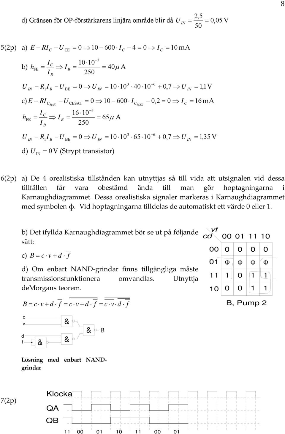 obestämd ända till man gör hoptagningarna i Karnaughdiagrammet. Dessa orealistiska signaler markeras i Karnaughdiagrammet med symbolen ф. Vid hoptagningarna tilldelas de automatiskt ett värde 0 eller.