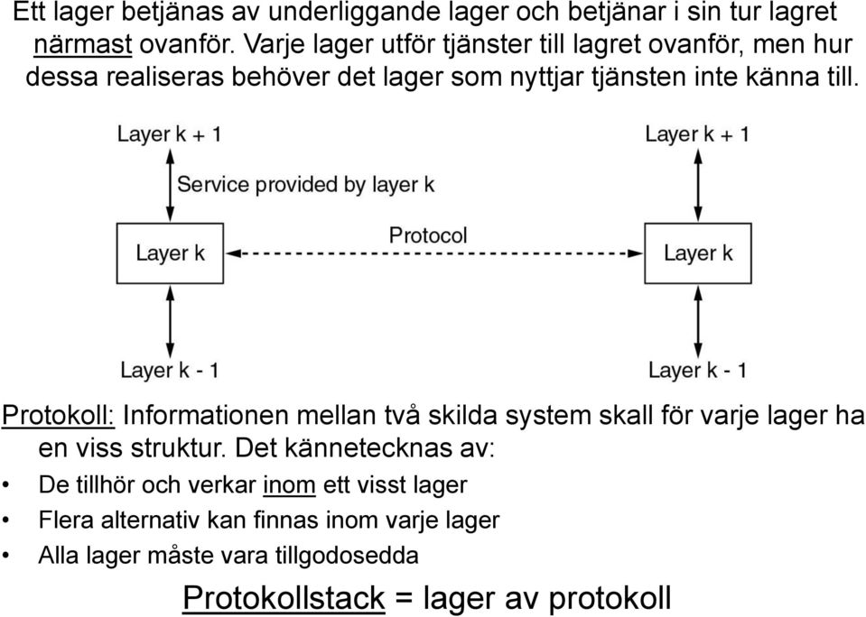 till. Protokoll: Informationen mellan två skilda system skall för varje lager ha en viss struktur.