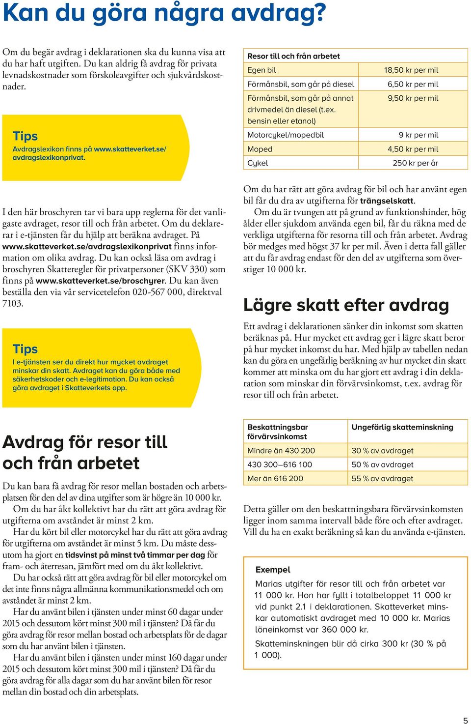 Resor till och från arbetet Egen bil Förmånsbil, som går på diesel Förmånsbil, som går på annat drivmedel än diesel (t.ex.