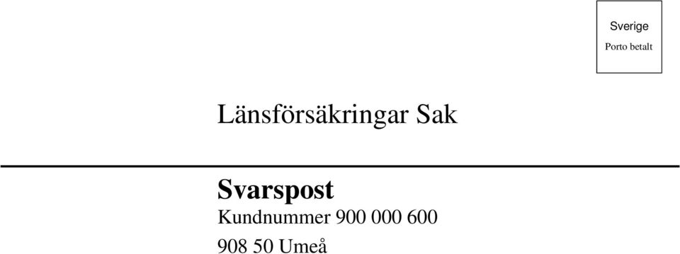 Svarspost Kundnummer