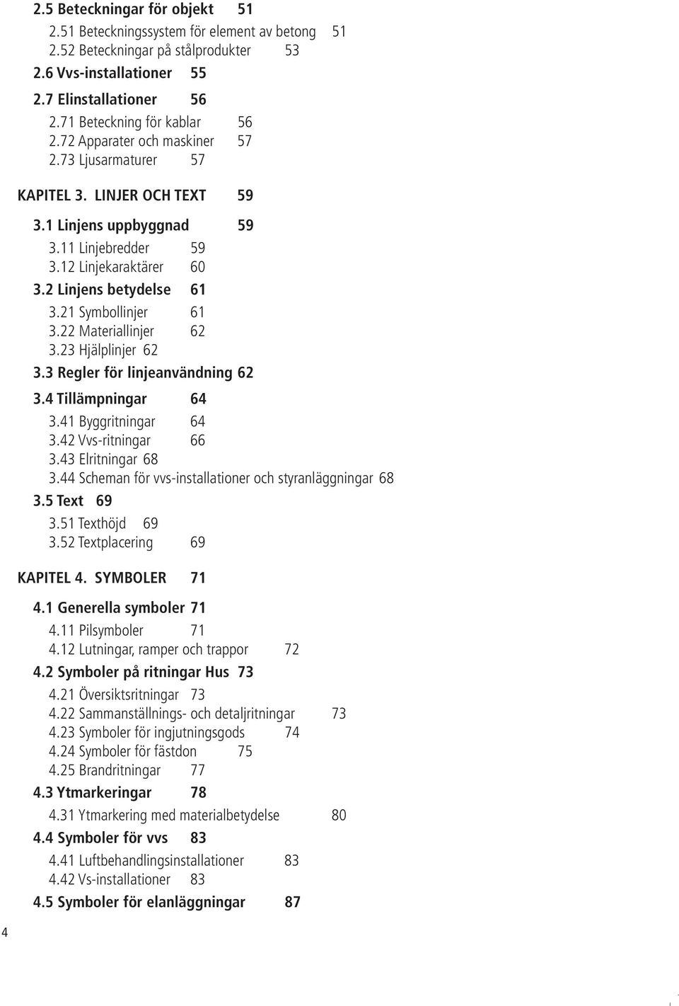 22 Materiallinjer 62 3.23 Hjälplinjer 62 3.3 Regler för linjeanvändning 62 3.4 Tillämpningar 64 3.41 Byggritningar 64 3.42 Vvs-ritningar 66 3.43 Elritningar 68 3.