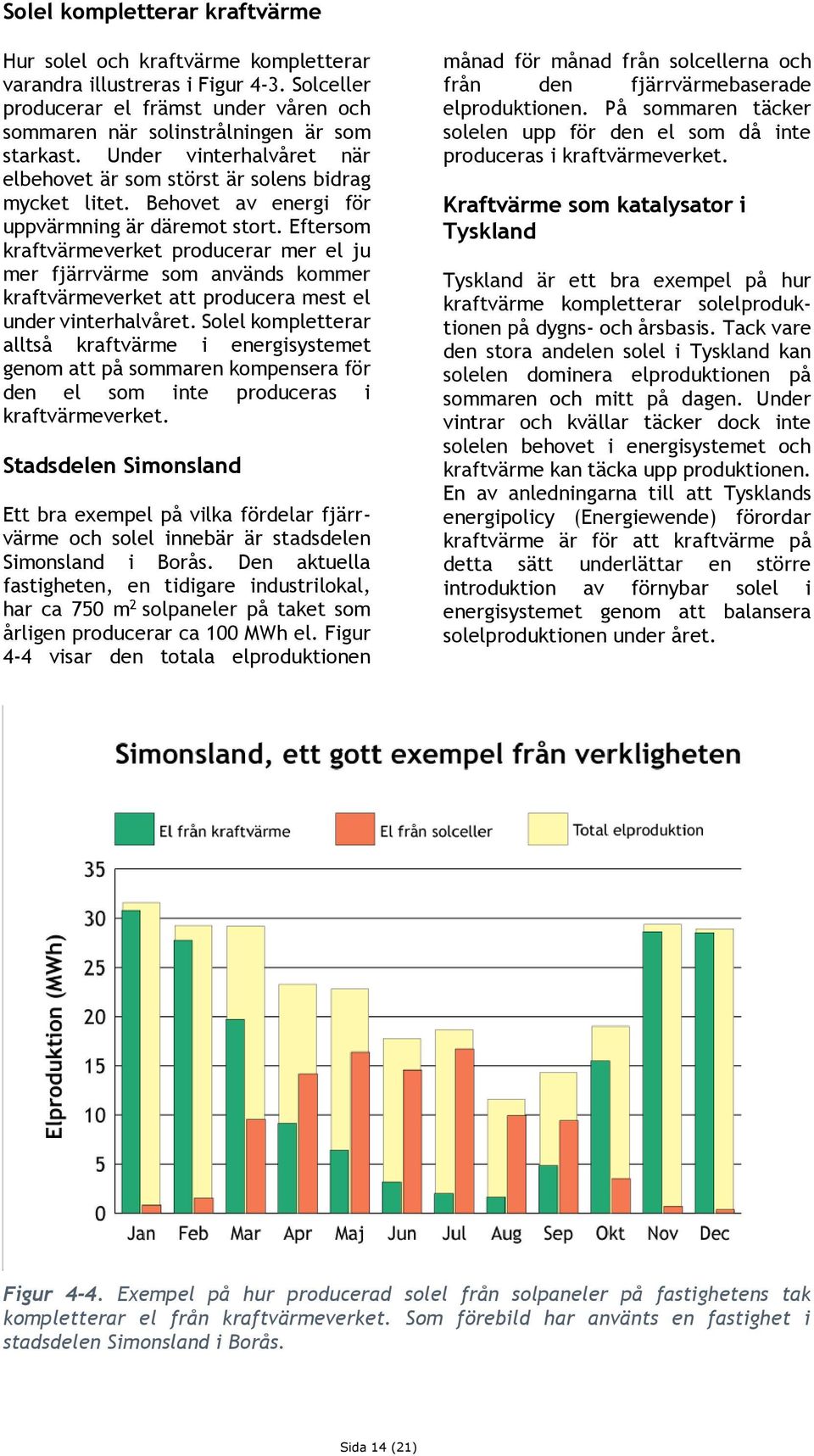 Eftersom kraftvärmeverket producerar mer el ju mer fjärrvärme som används kommer kraftvärmeverket att producera mest el under vinterhalvåret.