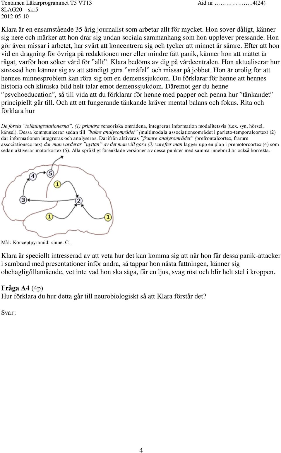 Hon gör även missar i arbetet, har svårt att koncentrera sig och tycker att minnet är sämre.