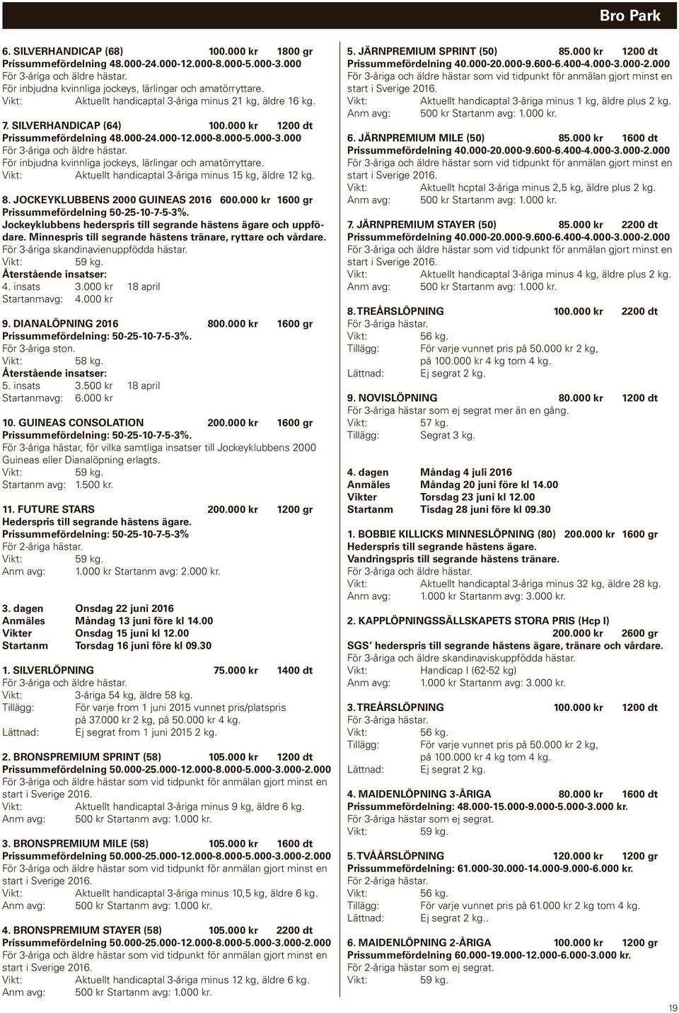 000 För inbjudna kvinnliga jockeys, lärlingar och amatörryttare. Aktuellt handicaptal 3-åriga minus 15 kg, äldre 12 kg. 8. JOCKEYKLUBBENS 2000 GUINEAS 2016 600.