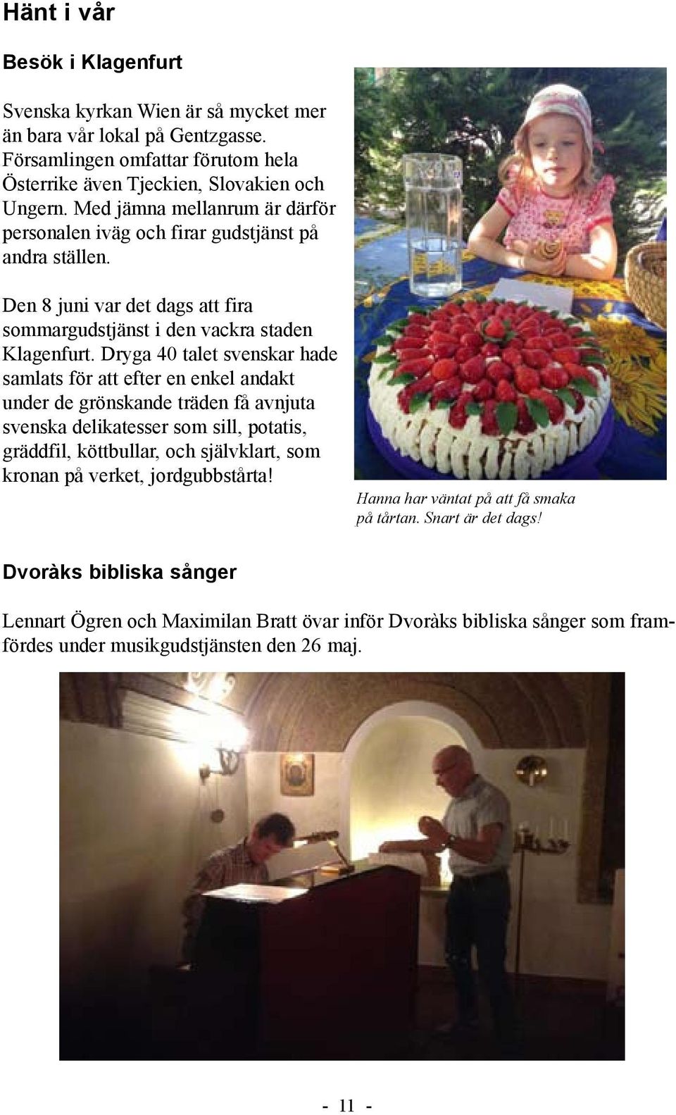 Dryga 40 talet svenskar hade samlats för att efter en enkel andakt under de grönskande träden få avnjuta svenska delikatesser som sill, potatis, gräddfil, köttbullar, och självklart, som kronan