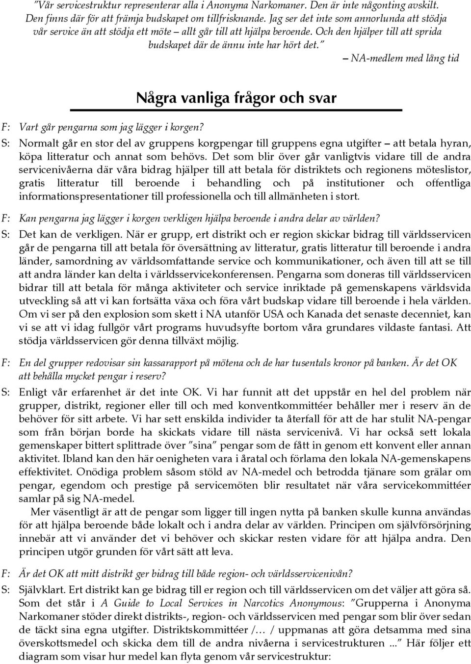 NA-medlem med lång tid Några vanliga frågor och svar F: Vart går pengarna som jag lägger i korgen?