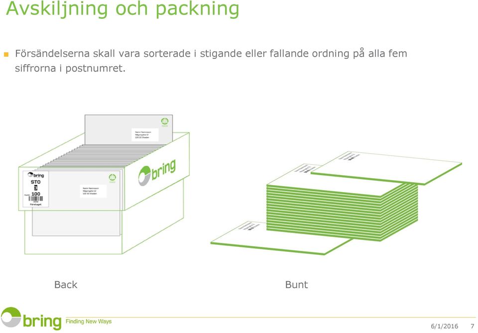 stigande eller fallande ordning på