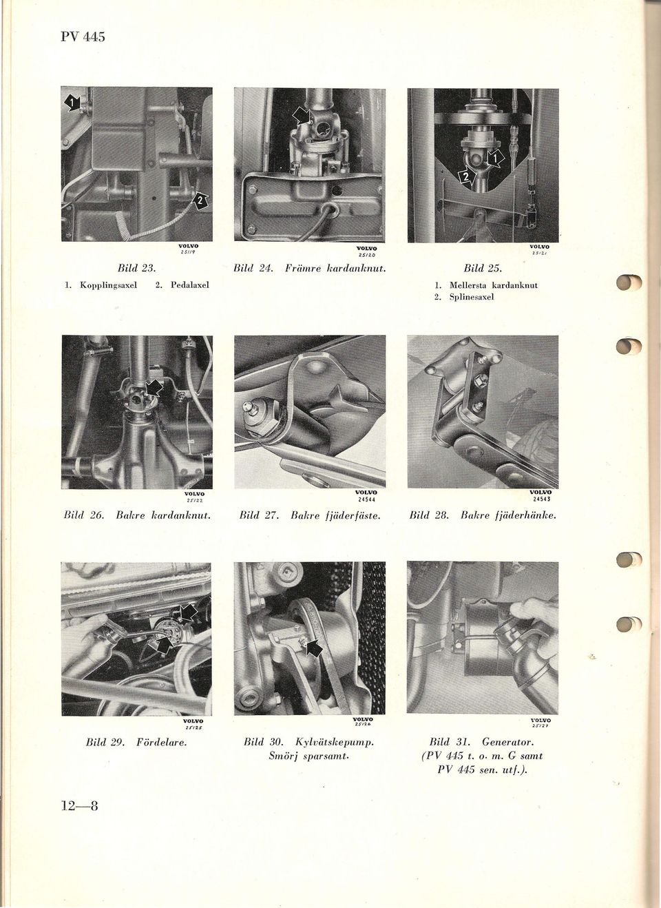12-8 Fördelare. Sp linesaxel Bild 30. Kylviitskepwnp. Smörj sparsamt; 24543 Bild 28.