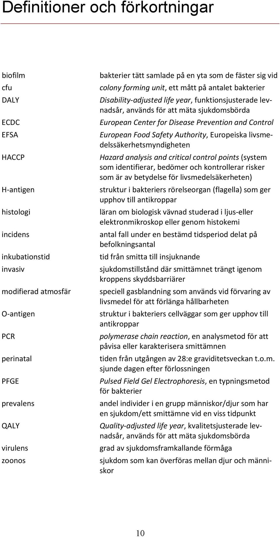 sjukdomsbörda European Center for Disease Prevention and Control European Food Safety Authority, Europeiska livsmedelssäkerhetsmyndigheten Hazard analysis and critical control points (system som