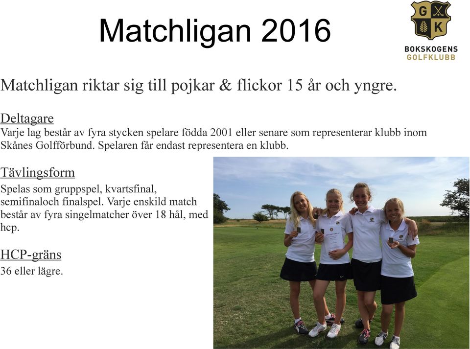 inom Skånes Golfförbund. Spelaren får endast representera en klubb.